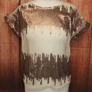 River Island Ladies Gold Sheer Lace Top
